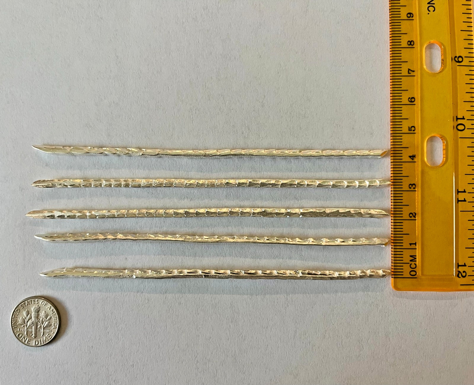 99.9%+ pure SILVER Anode / Cathode rough cut rod about: 7.5 g / 3mm dia X 5 in