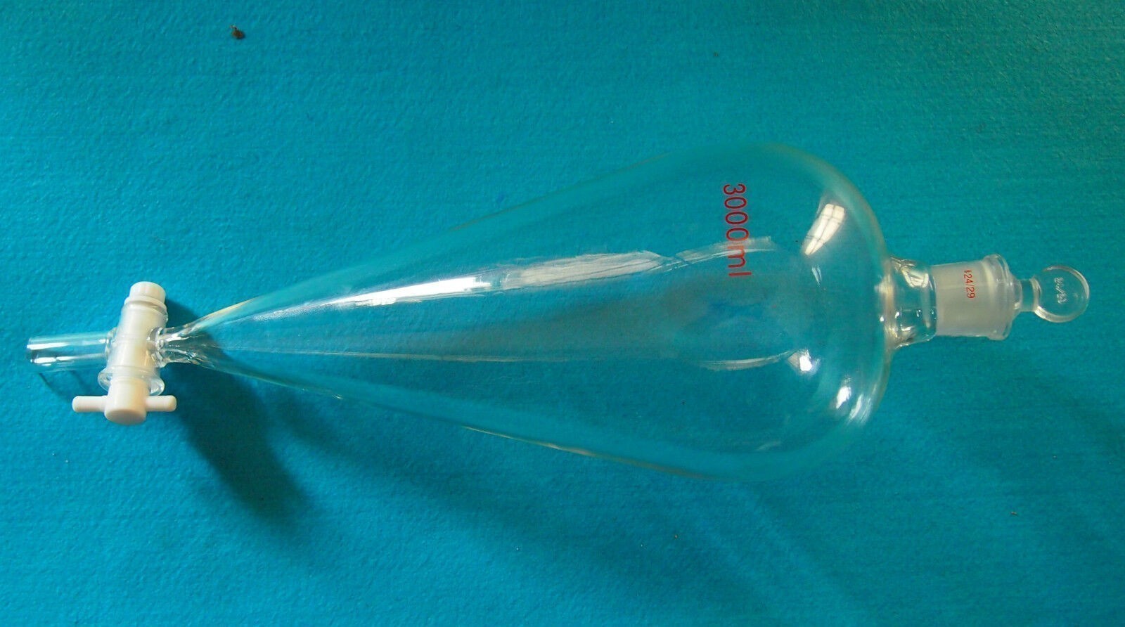 2500ml 24/29 Glass Pear Shape Separatory Funnel PTFE Stopcock Drop Tube