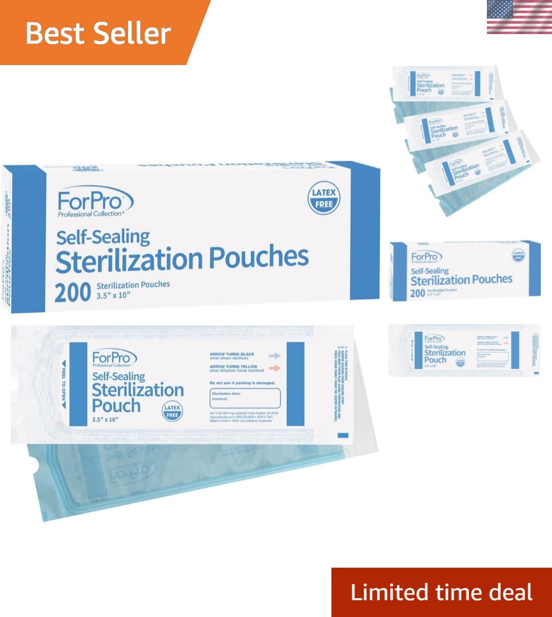 Self-Sealing Sterilization Pouches, Latex-Free, Color Changing Indicator, 3.5…