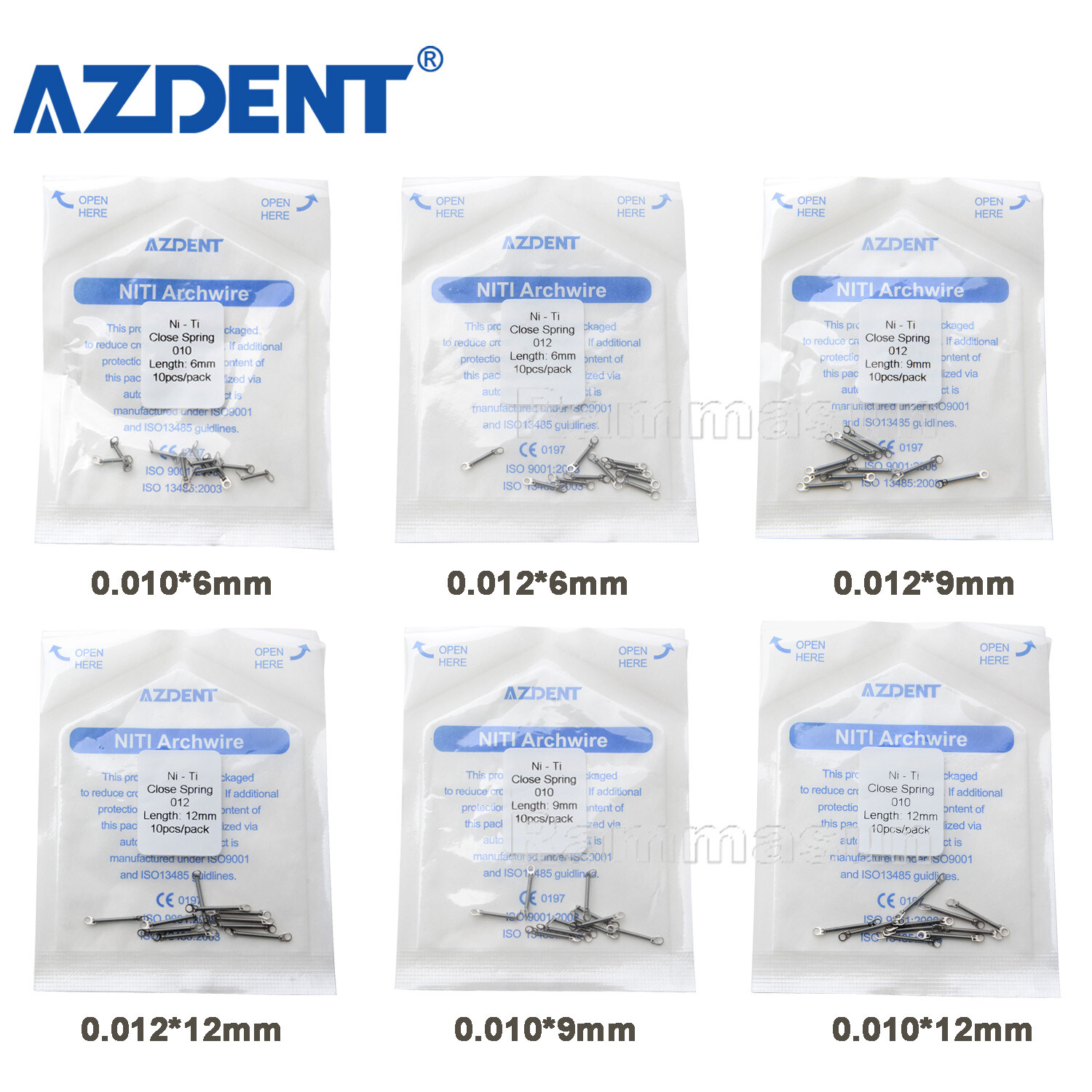 Dental Orthodontic NI-TI Closed Coil Spring Length Open 0.010/0.012*6mm/12mm/9mm