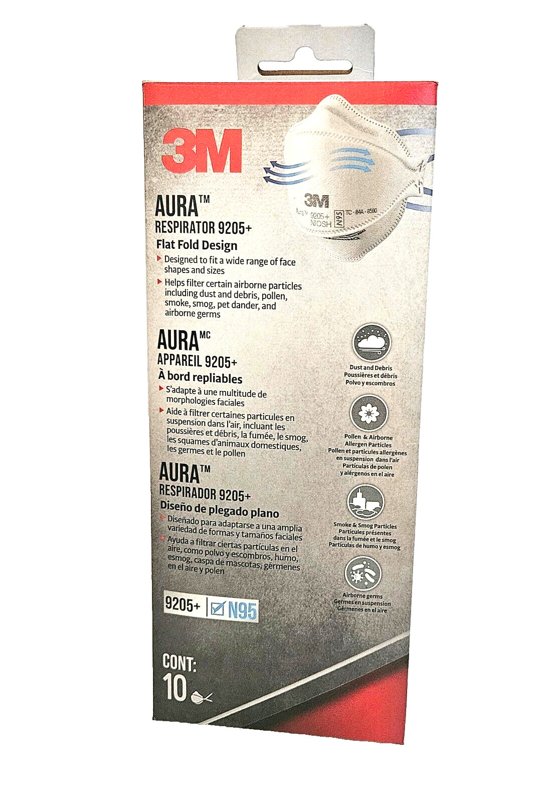 Disposable 3M Aura 9205+ 10ct N95 Mask
