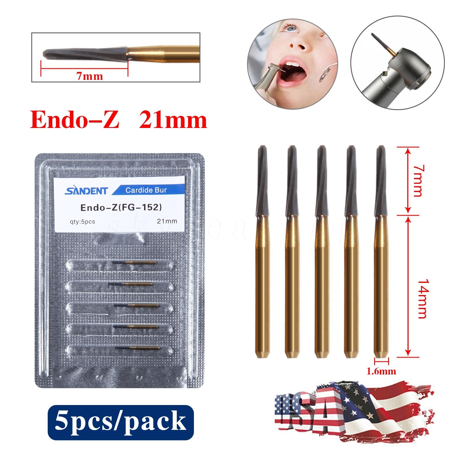 5pcs Dental Surgical Bur Long 557L 702L 701 558 556 Carbide Burr 25mm High Speed