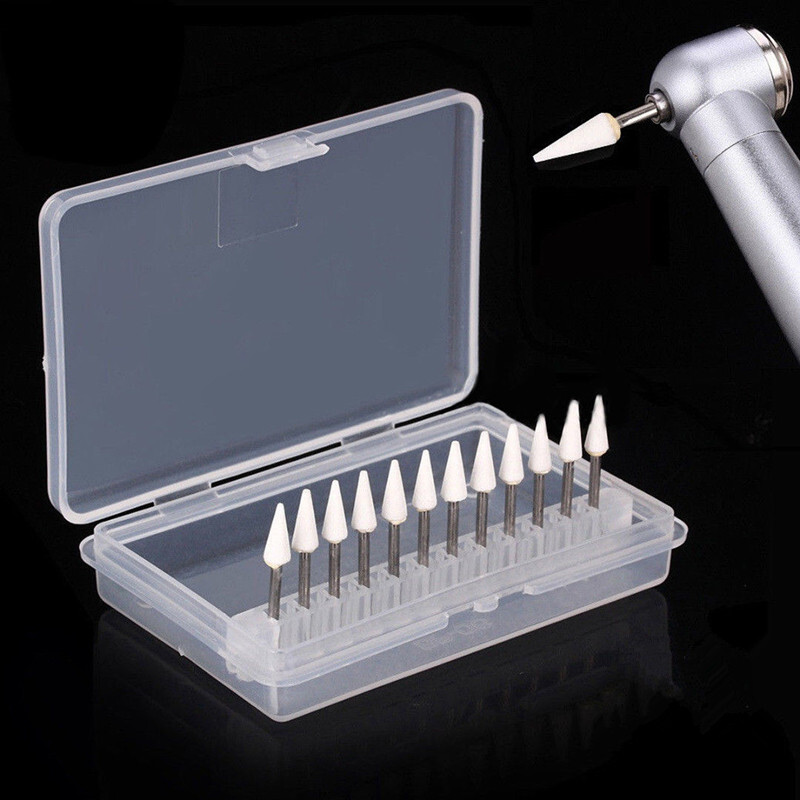 12Pcs/Box Dental White Polishing Stones Cone Shape FG Burs Arkansas Stone CN1