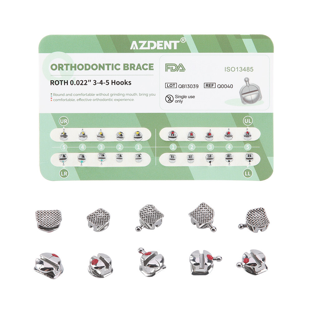 AZDENT Dental Orthodontic Q-type Bracket Spherical Braces ROTH/MBT 0.022 HK 345