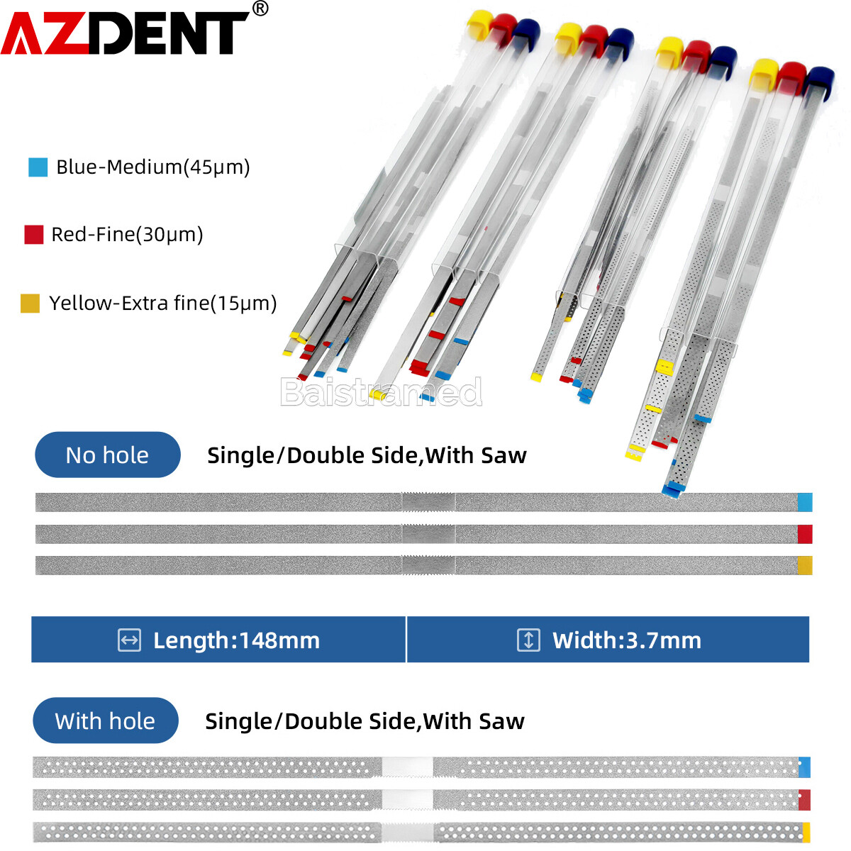 AZDENT Dental Saw Diamond Polishing Finishing Strips Ortho IPR Strip Fine Medium
