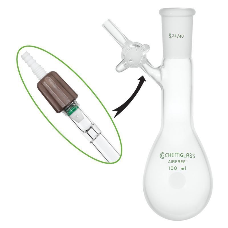 CHEMGLASS AF-0520-22 – 50mL Flask, Reaction, 14/20, 2mm high vacuum stopcock