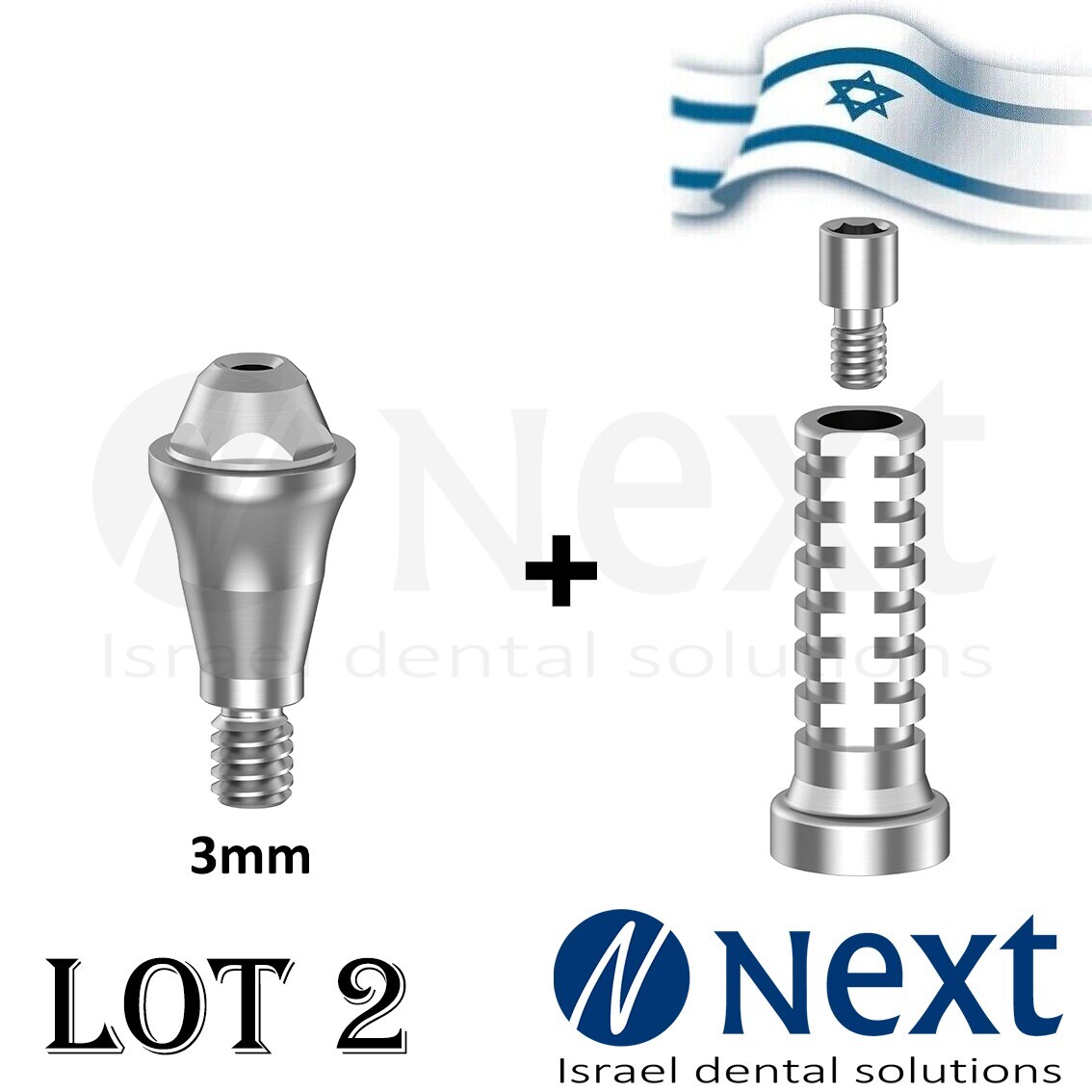 LOTx2 Straight Multi Unit Hiossen Regular Fit titanium Sleeve 3 mm