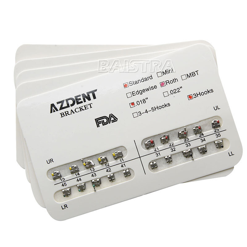 10X Brackets de Ortodoncia Dental Mini Estándar MBT Roth 0.022 Ganchos 3 4 5
