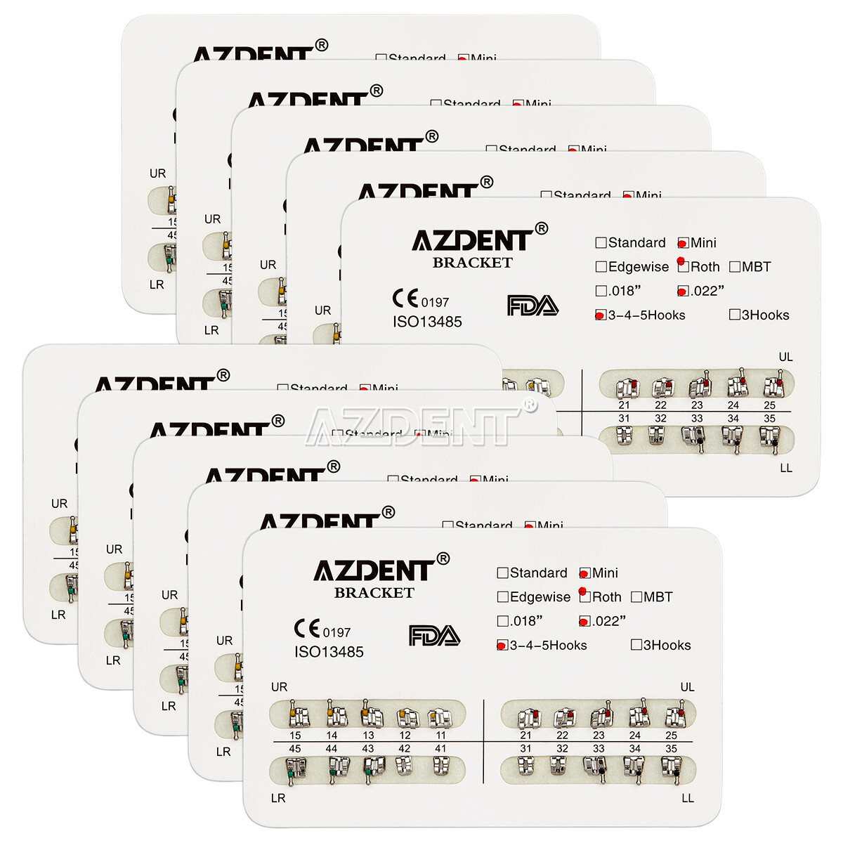 Dental Orthodontic Brackets Braces Roth MBT 022 018 1st/2nd Molar AZDENT