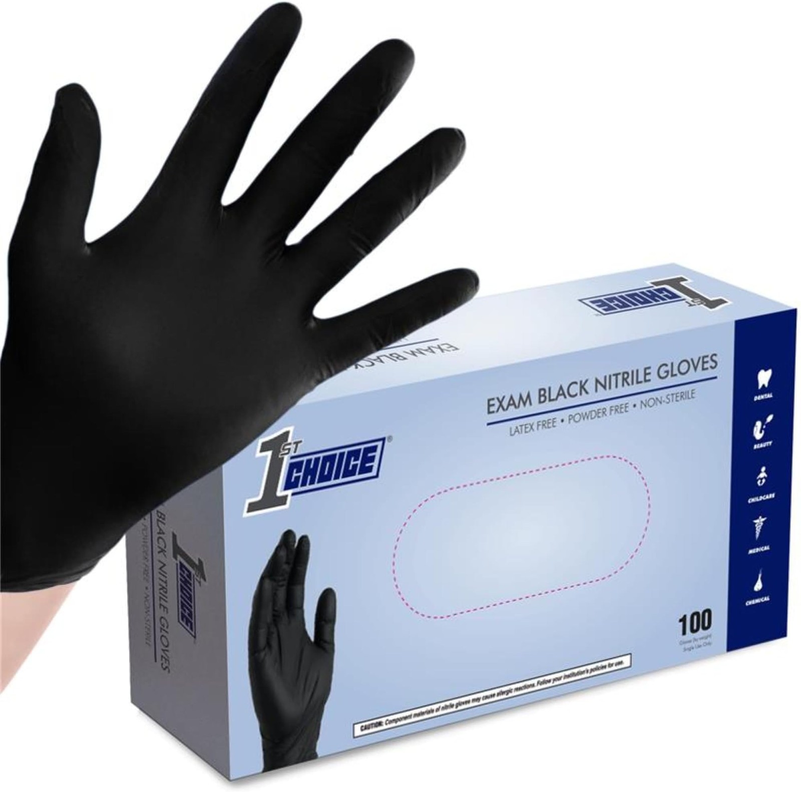 1st Choice Black Nitrile Gloves Disposable Latex Free – Exam Grade Black Glov…