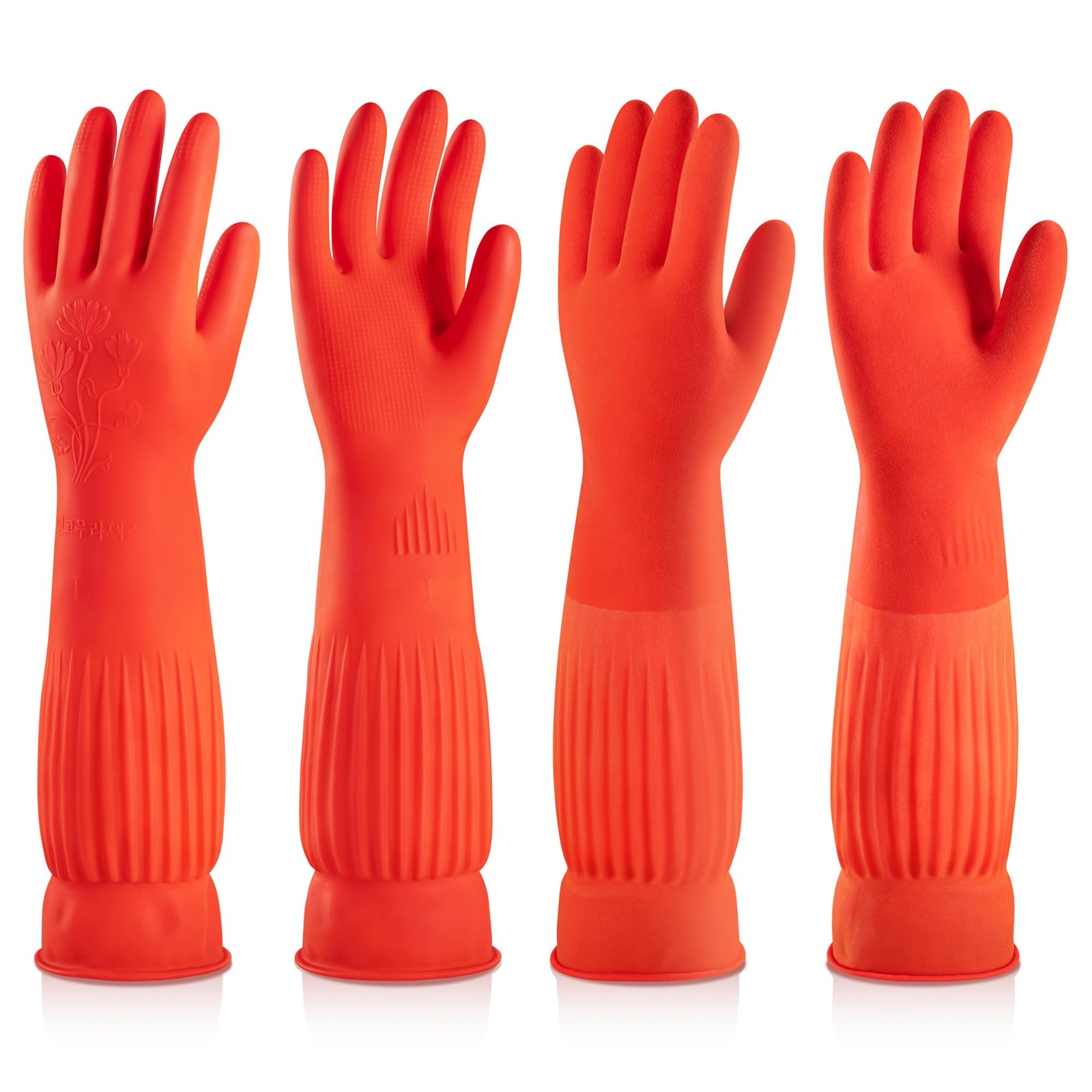 Rubber Dishwashing Cleaning Gloves (2-Pair) – Soft Fleece Lining, Reusable, Wate