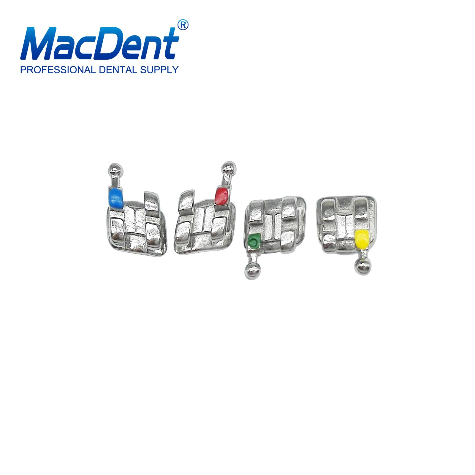 1-50X MacDent Dental Ortho Monoblock Brackets Braces Mini Roth .018 3-4-5 Hooks