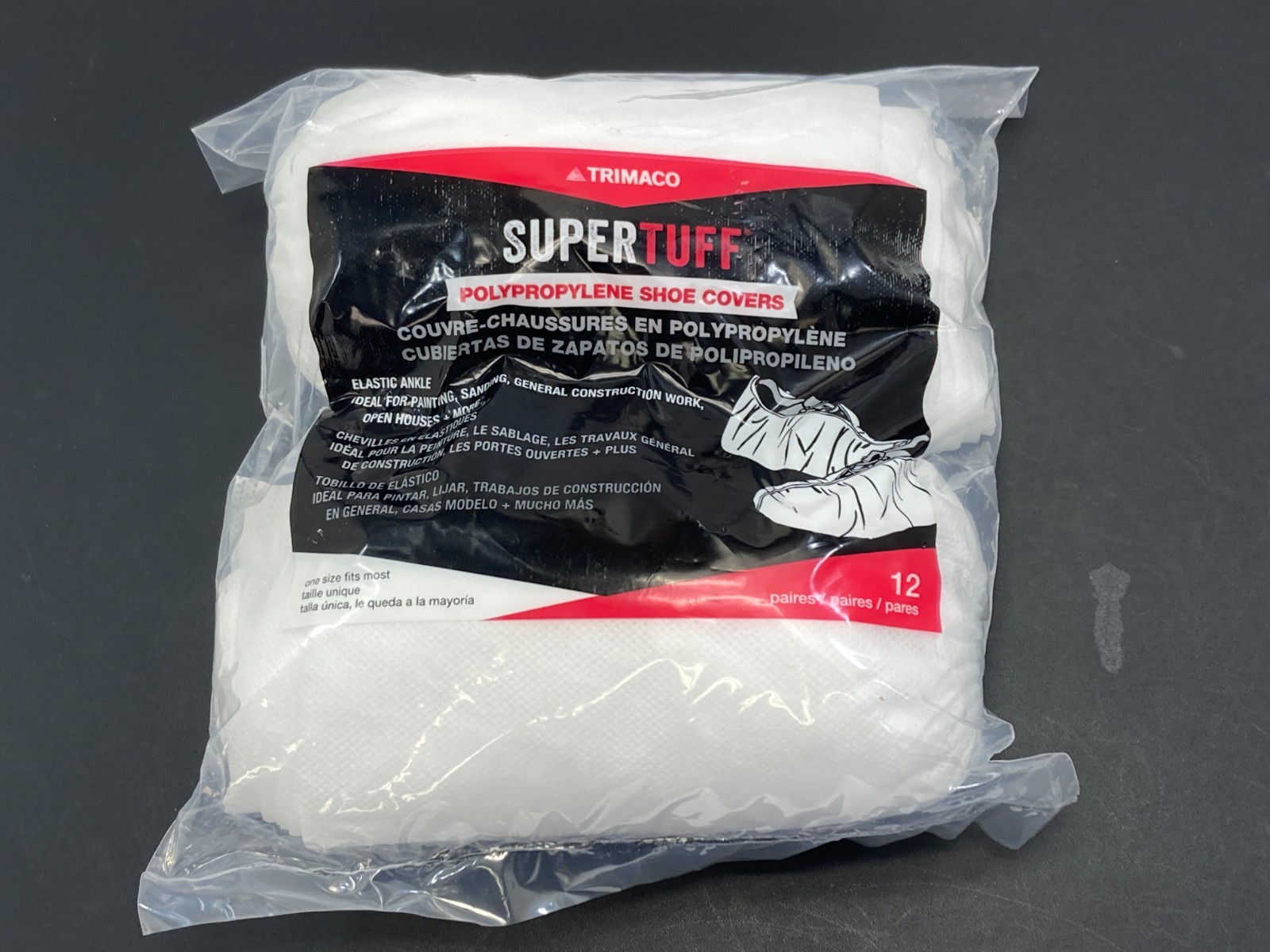 Trimaco SuperTuff Disposable Shoe Covers Polypropylene 12 Pairs Elastic Ankle
