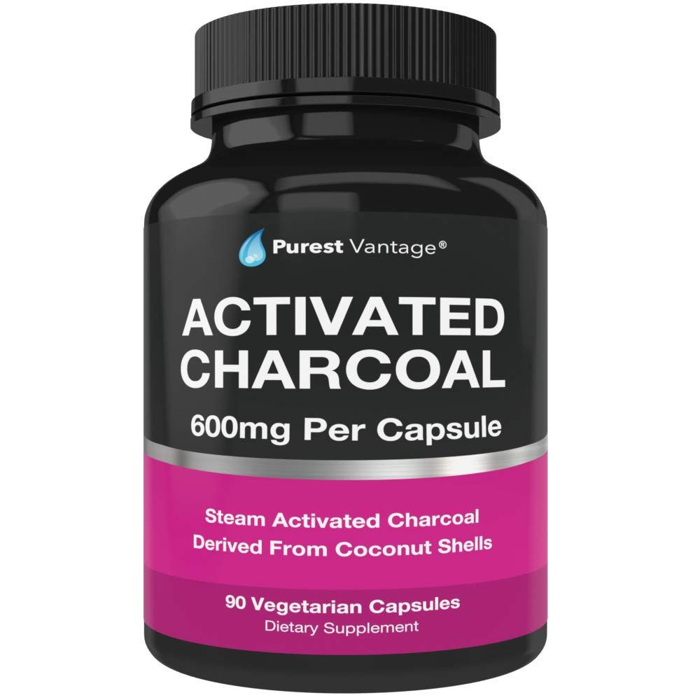 Pure Organic Activated Charcoal Capsules – 600mg per 90 Count (Pack of 1)