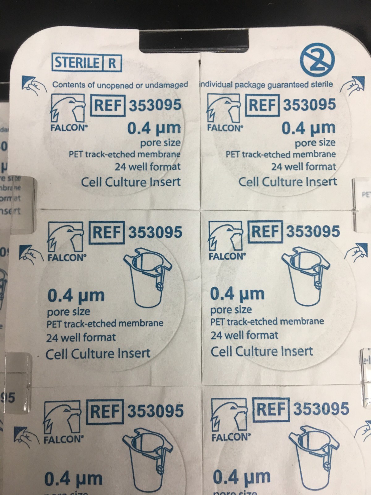 Corning Falcon REF 353095 Permeable Support 24 Well Plate 0.4µm PET Lot 40 PCS