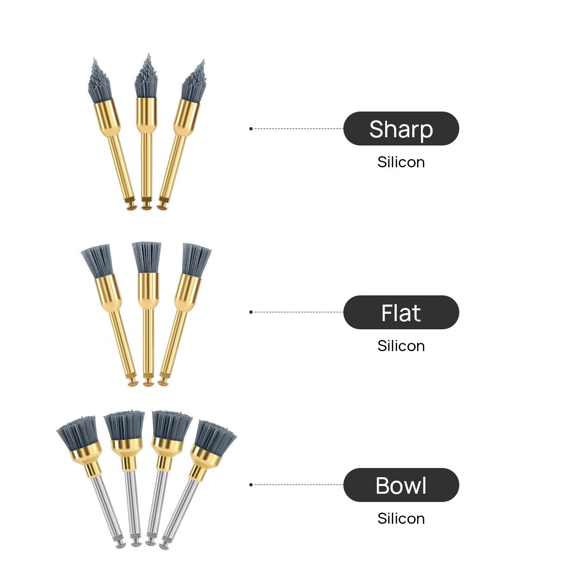 10Pc Dental Silicon Carbide Polisher Brush Wheel Polishing For Rotary tools