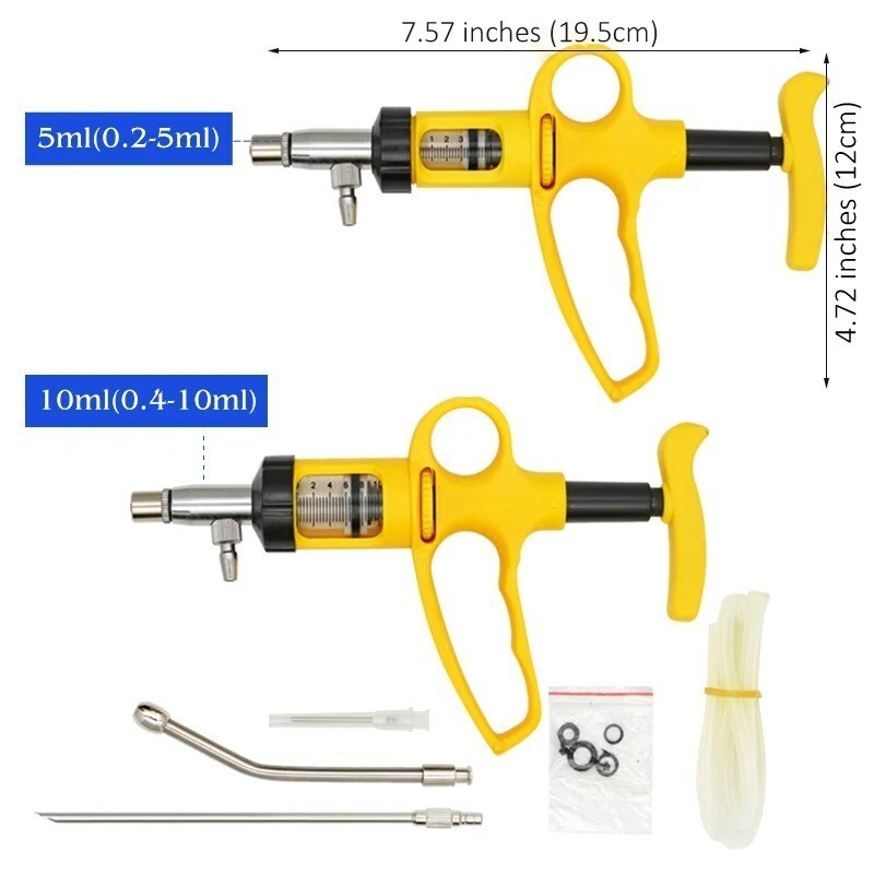 Veterinary Drench Gun Animal Syringe Injector Pig Cattle Sheep Chicken Vaccine