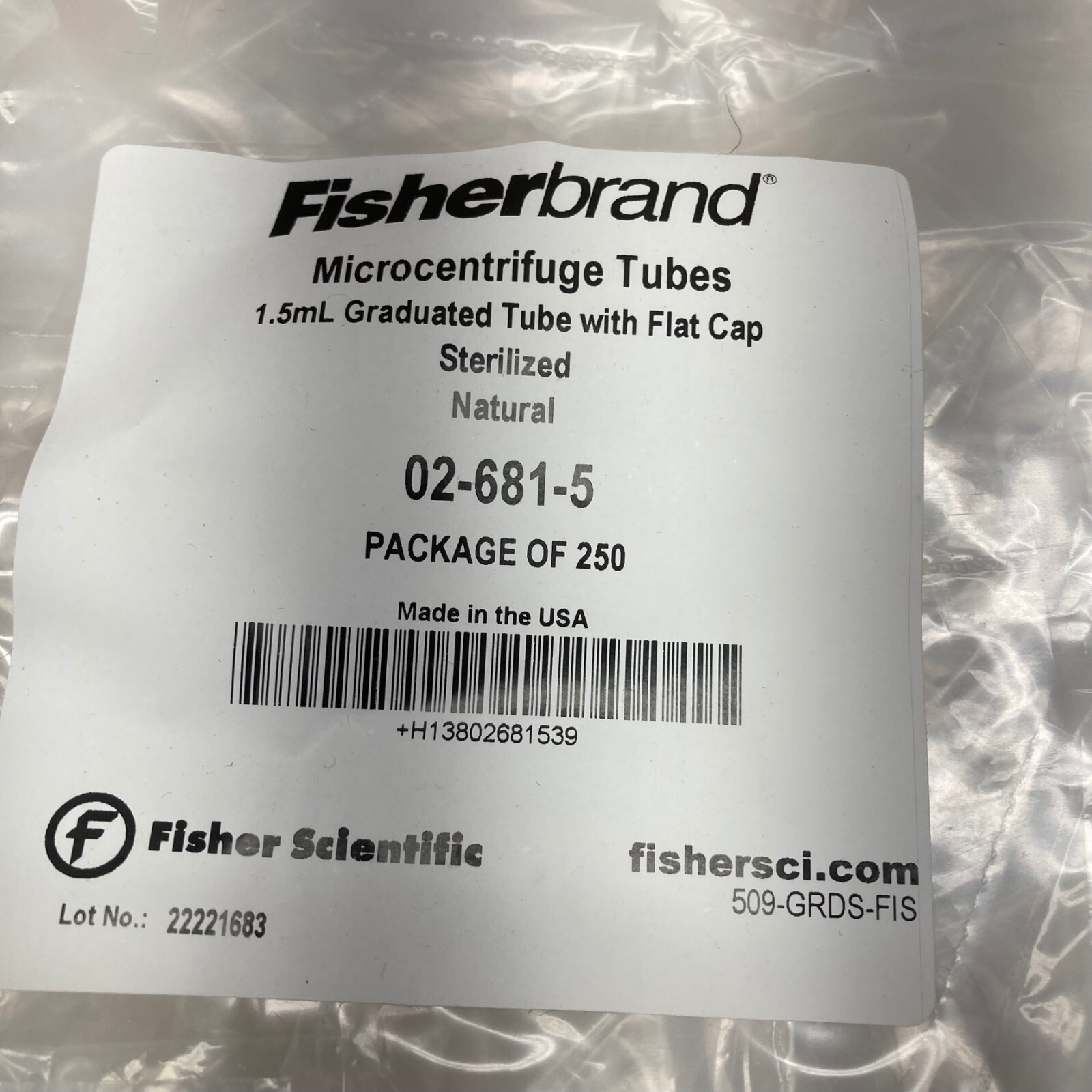 1.5mL Flat-Top Graduated Microcentrifuge Tubes – Sterile – Fisherbrand 026815