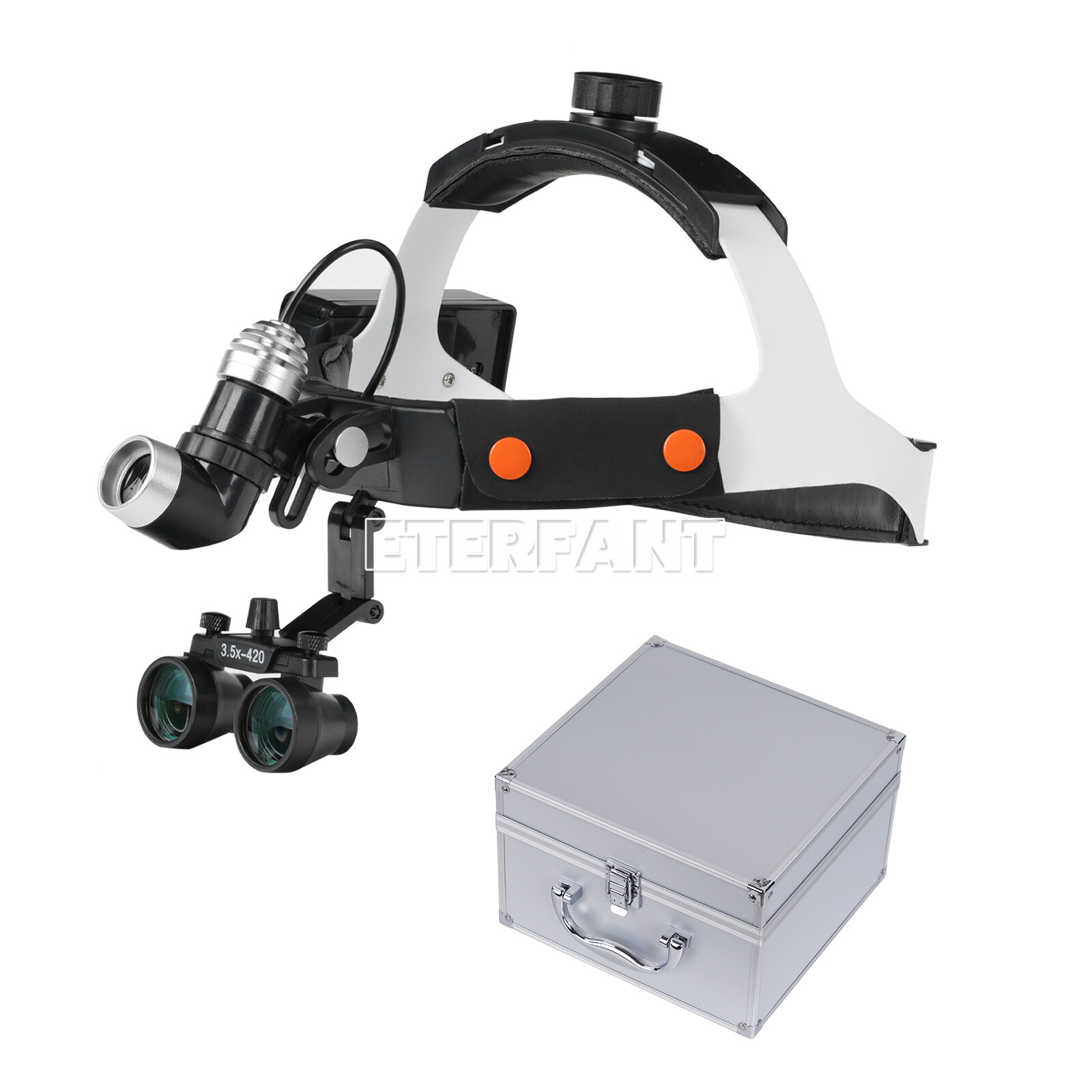 ETERFANT Dental 3.5X-R Surgical Headband Binocular Loupes & 10W LED Head Light