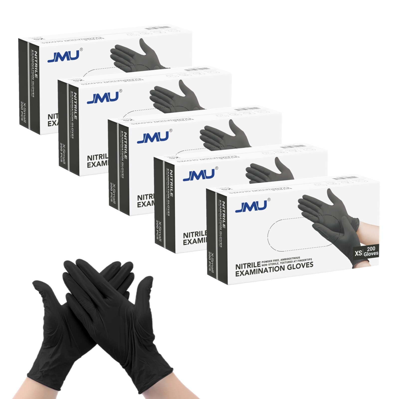 JMU Black Nitrile Glove Disposable Examination Gloves Non-slip Texture S-XL