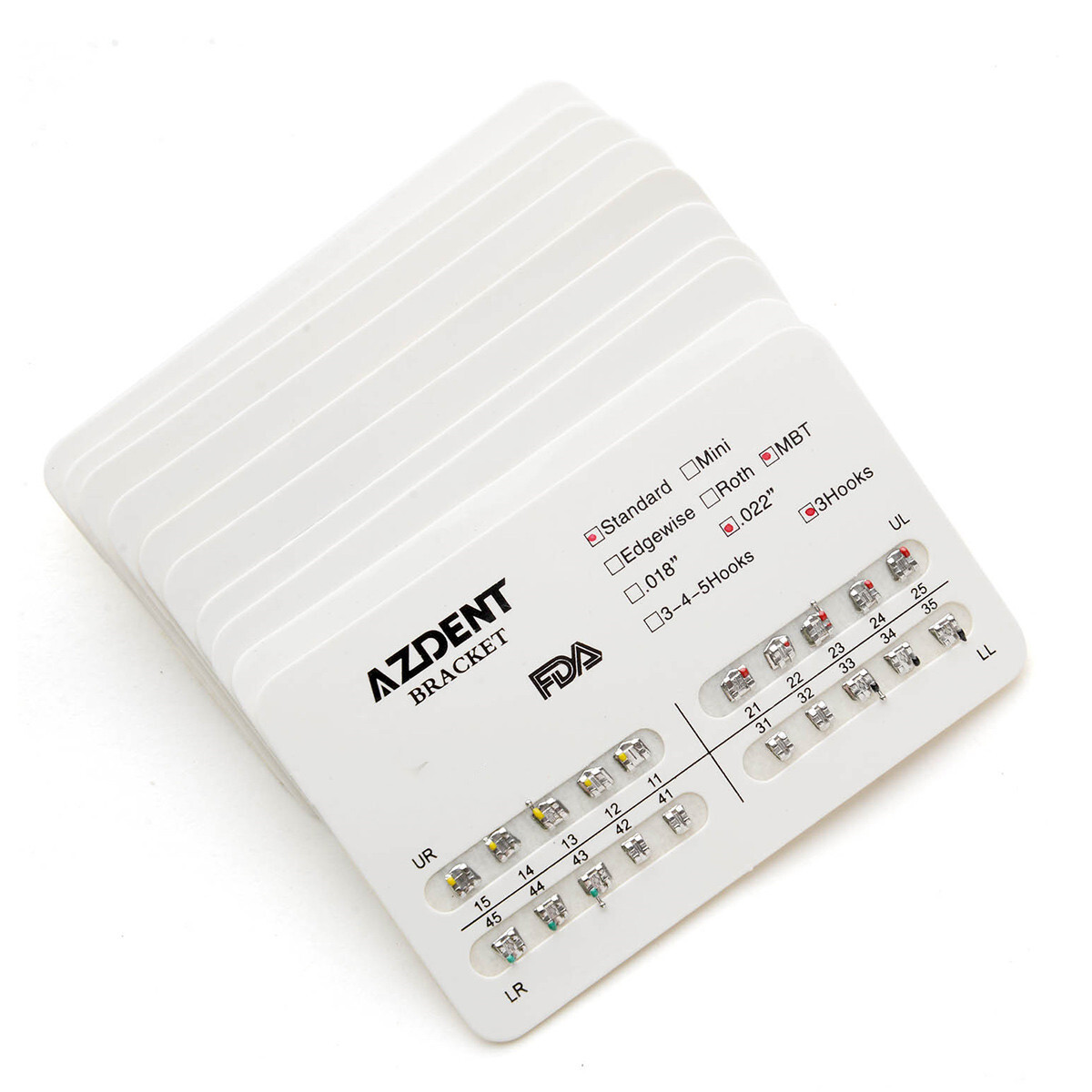 10packs AZDENT Dental Braces Brackets Mini/Standard MBT/Roth 022/018 Hooks 3 4 5