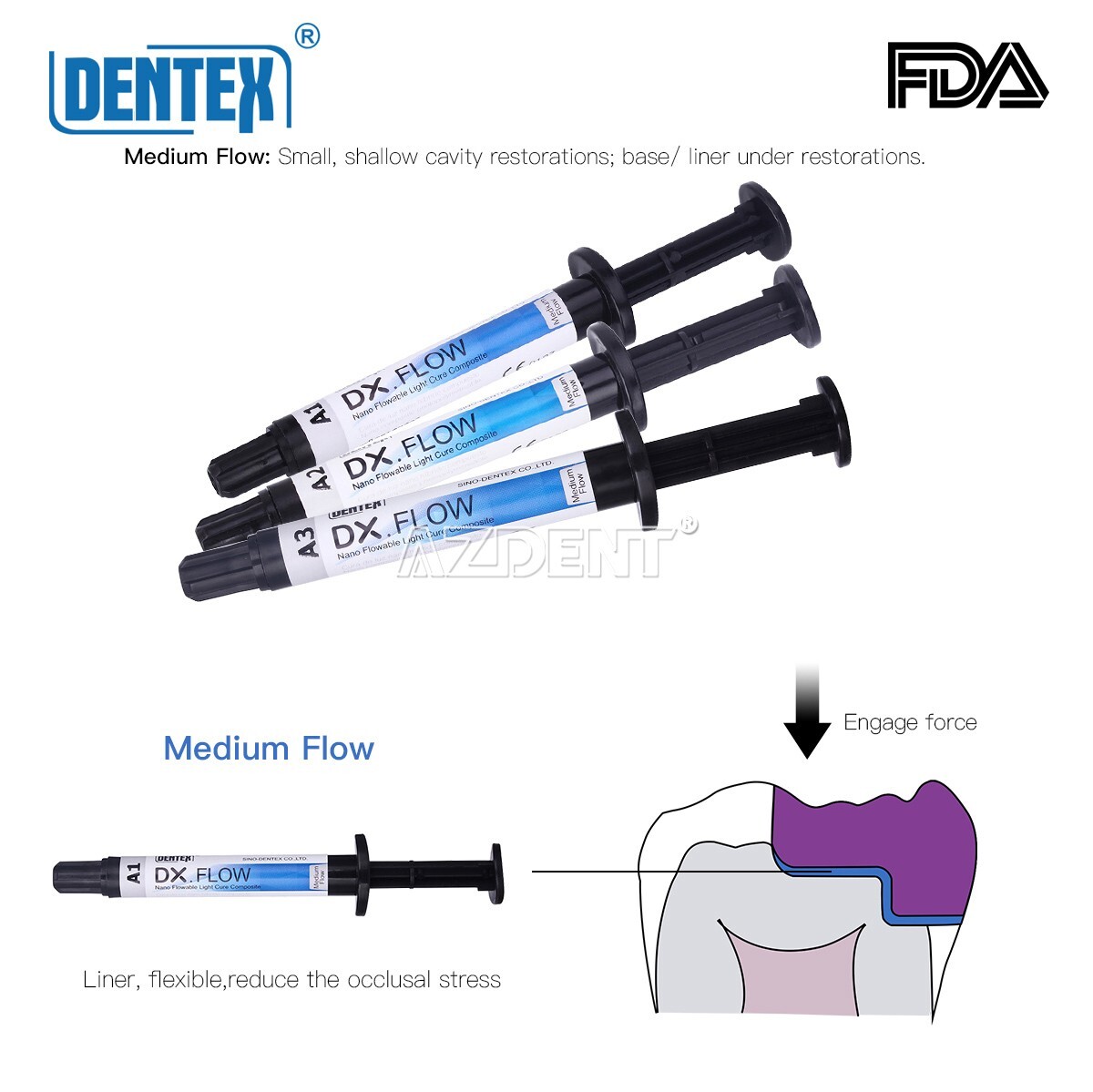 Dentex Dental Universal /Flowable Medium Flow Light Cure Composite Resin Refill