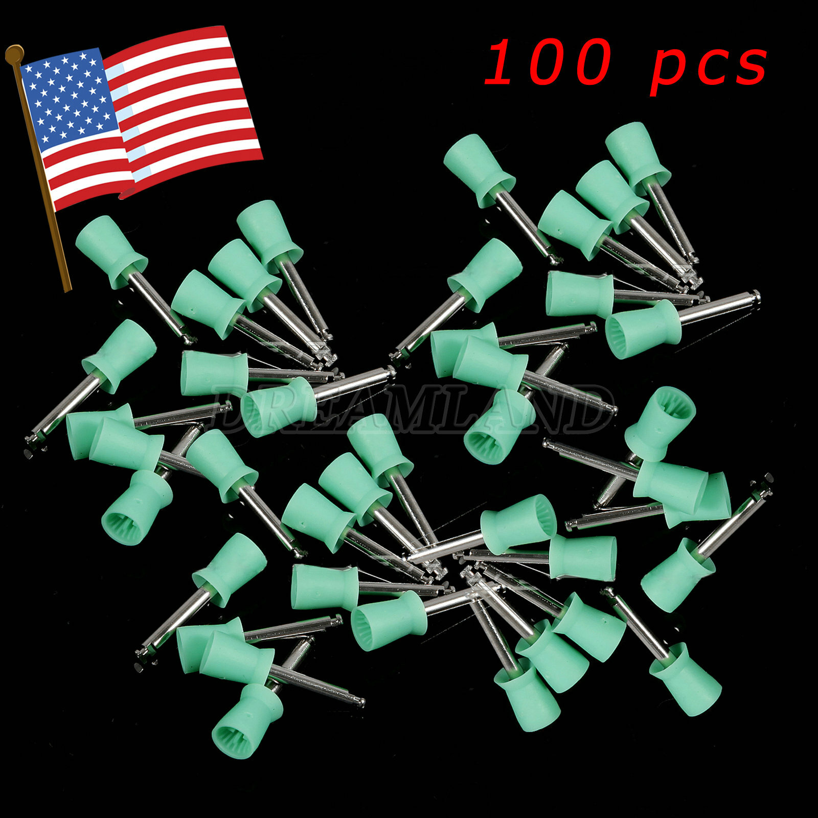 100-1000pcs Dental Polishing Cups Flat Latch Type Rubber 4 Webbed Cup Green