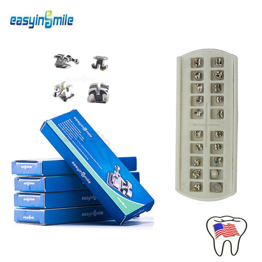 5packs Dental Orthodontic Brackets Braces Mini Roth 022 345 with hook MBT 022