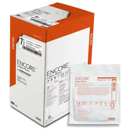 Ansell 330104 Encore, Disposable Gloves, 2.8 Mil Palm, Latex, Powder-Free, 7.5,