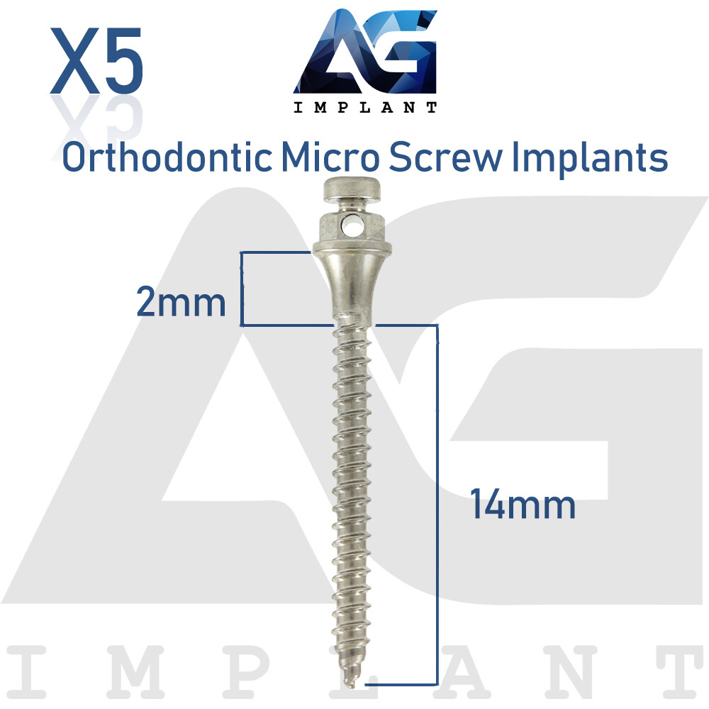 5 Dental Self Drilling Orthodontic Micro Screw Titanium Sterile 2x14mm