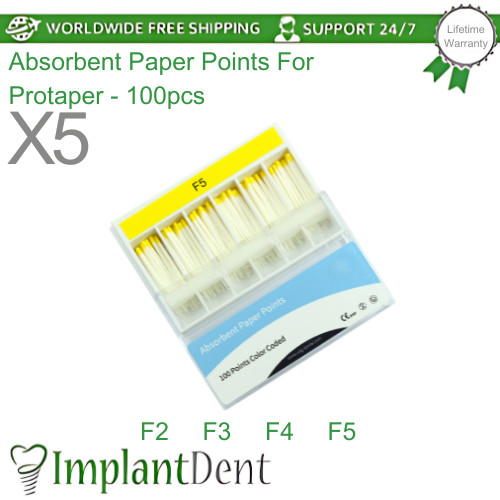 5x Dental Absorbent Paper Points For Protaper 100pcs/Pack Fast Drying Ro0t Canal