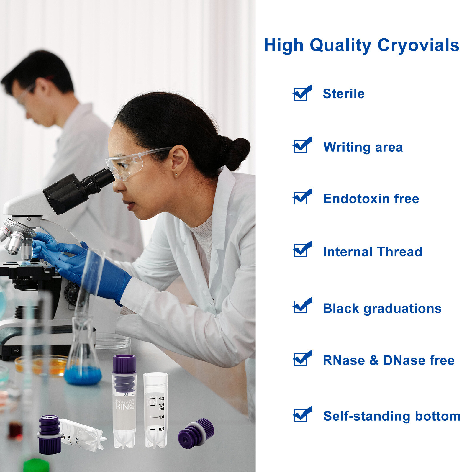 Cryogenic Vials-2.0ml tubes Internal Thread Non-Barcoded 25/Bag, 500/PK, 1000/CS