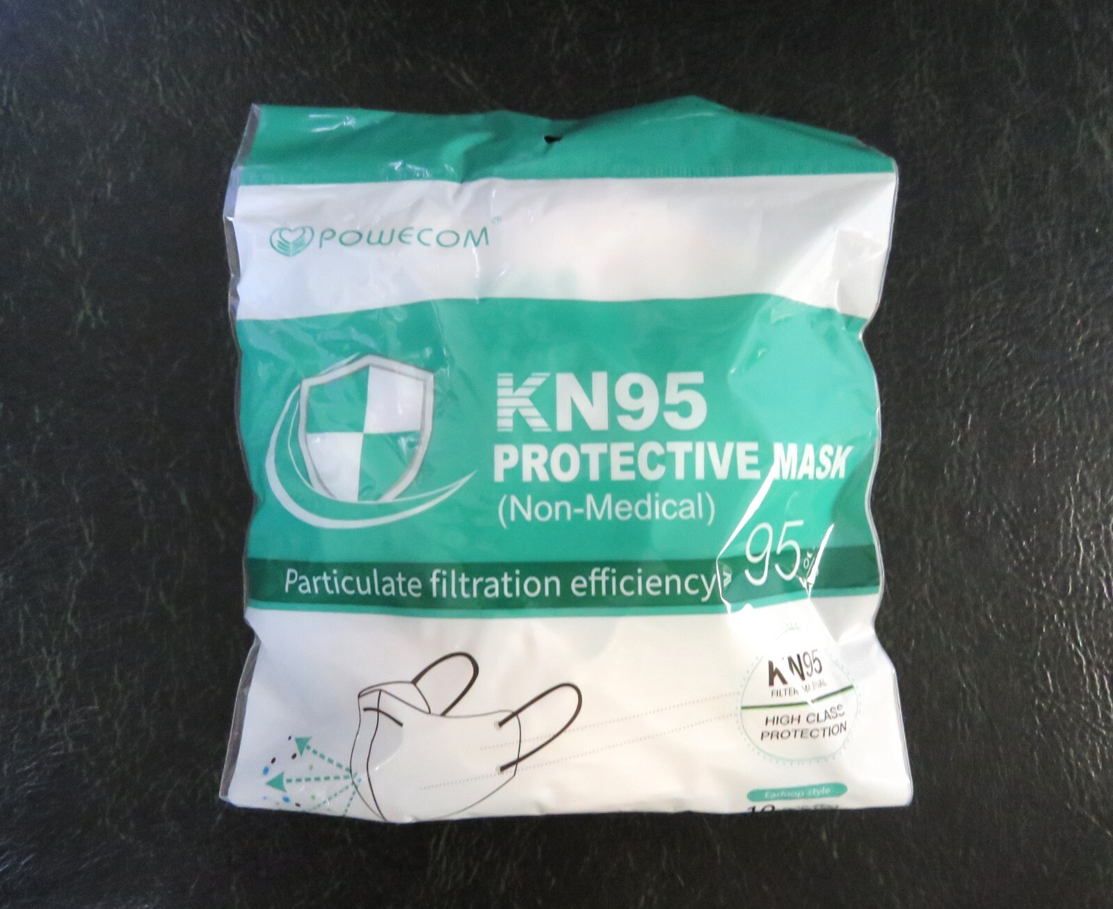 Powecom KN95 Protective 10 Piece White Ear Loop Face Mask Respirator GB2626
