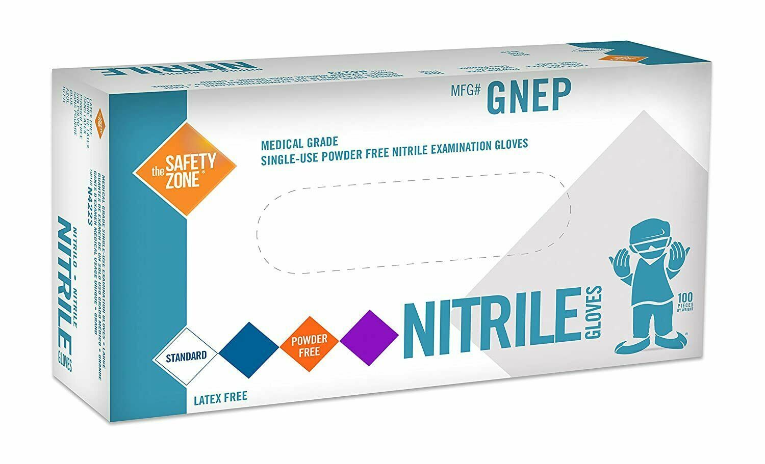 The Safety Zone Nitrile Gloves 1,000 gloves (10 Boxes of 100 gloves) Latex Free
