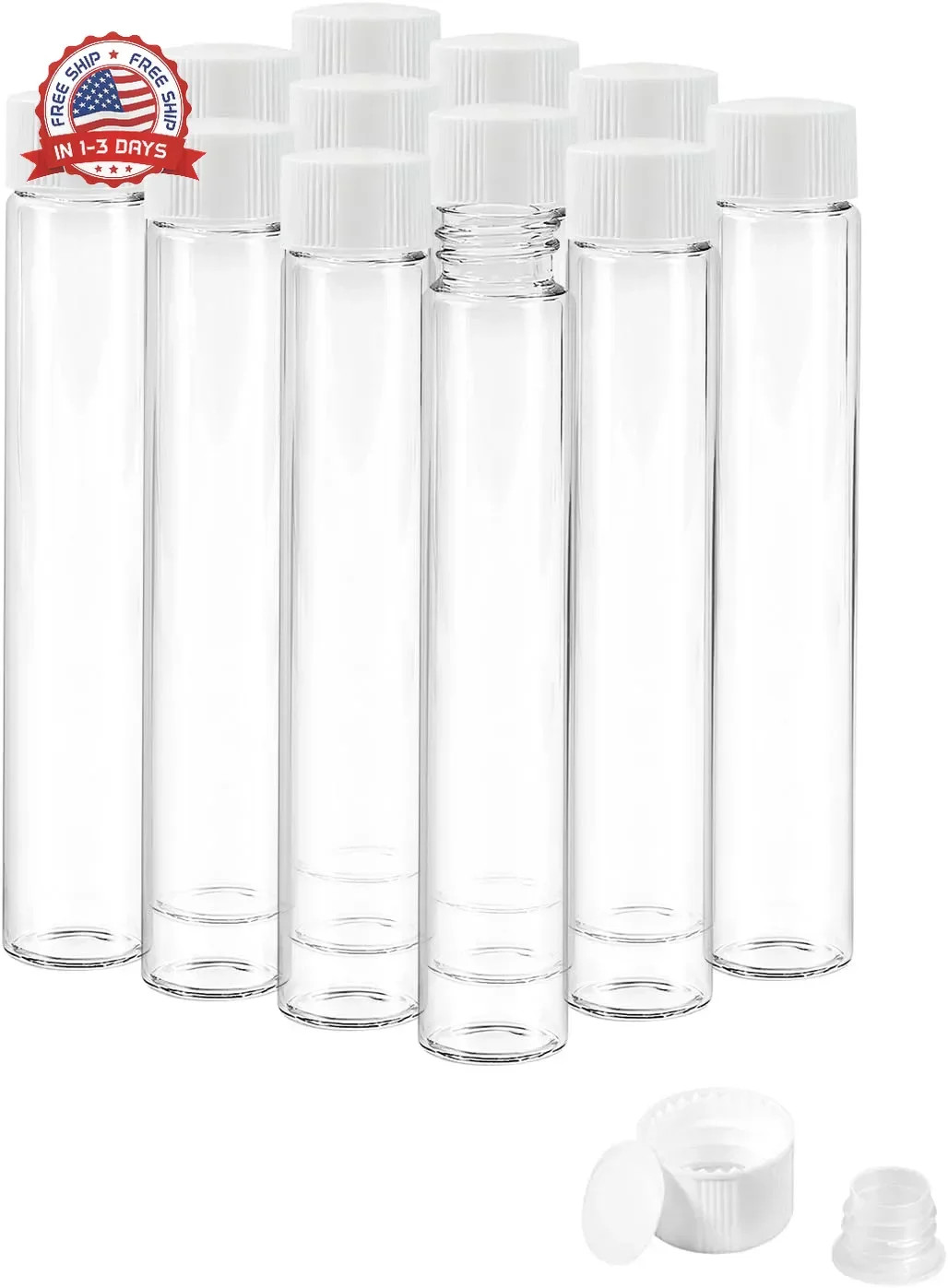 30ml Clear Glass Vials with Screw Caps and Plastic Stoppers, Small Liquid Sample