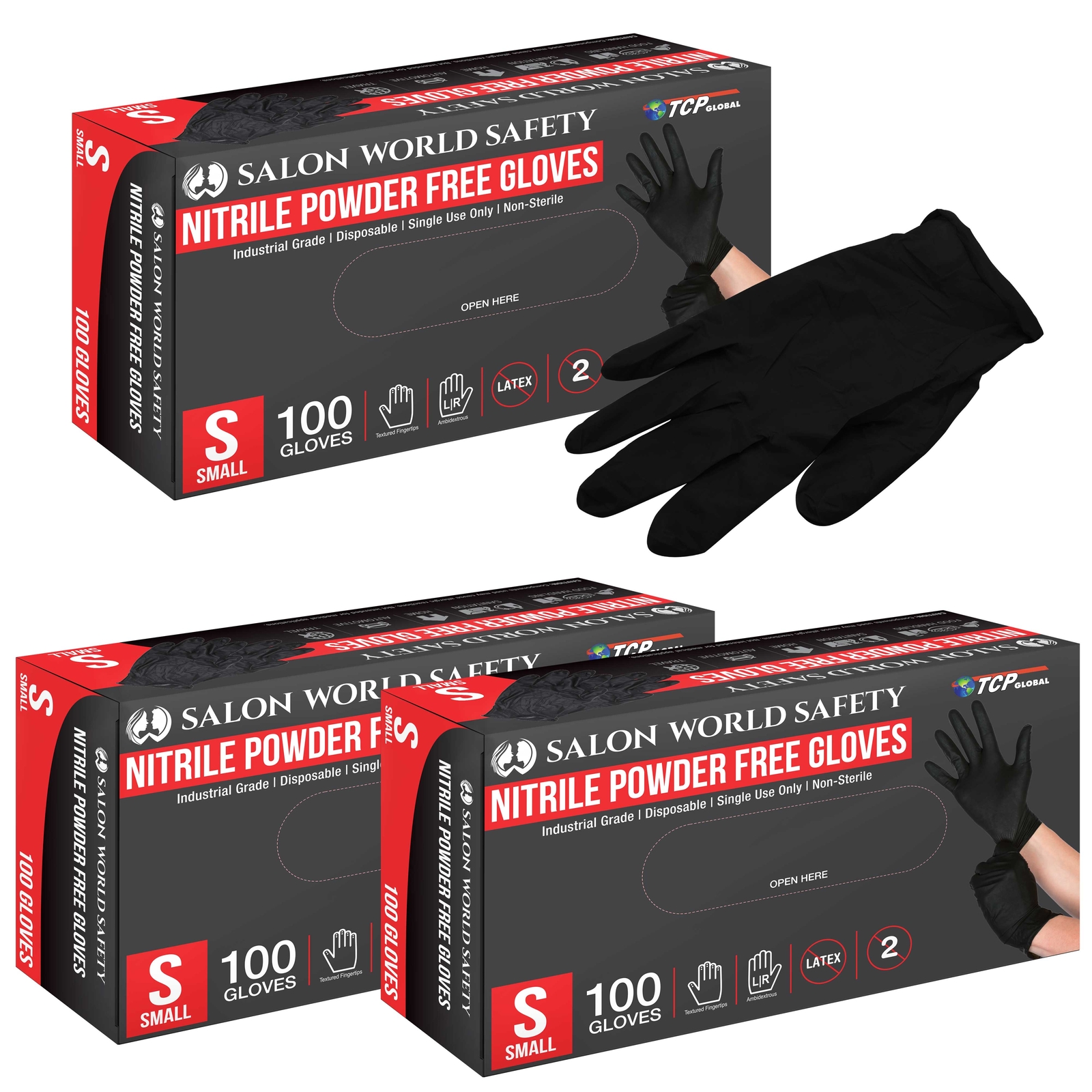 Black Nitrile Disposable Gloves, 3 Boxes of 100, Small, 4.0 Mil – Latex Free
