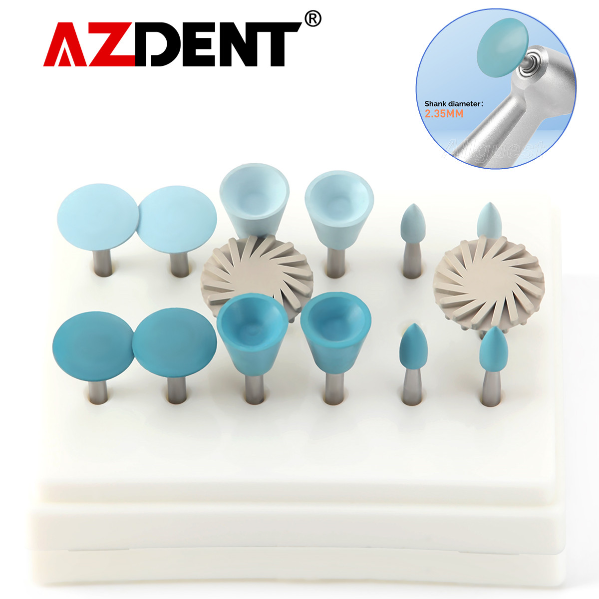 AZDENT Dental Composite Polishing Kit RA 2.35mm Wheel Discs Burs 14pcs/pack
