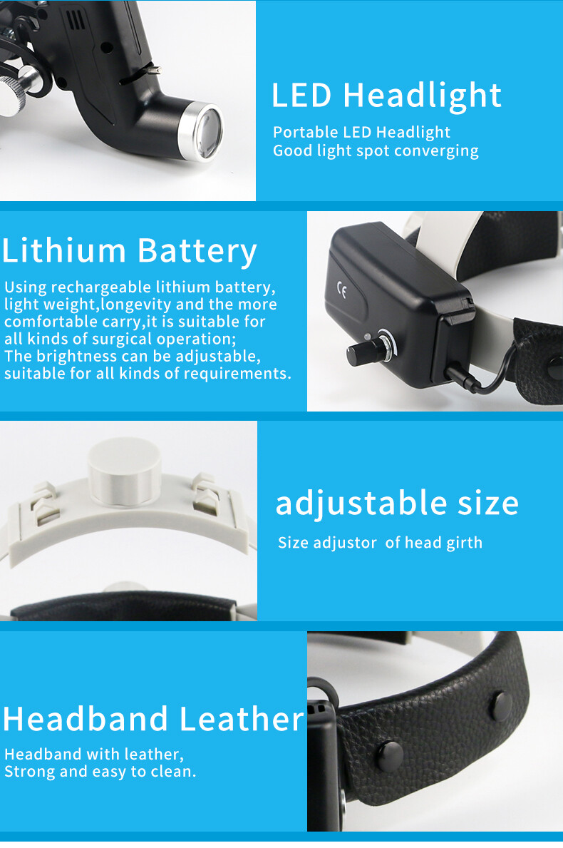 US STOCK Dental Surgical 5W LED Head Light ENT Specific Black with Aluminum Box