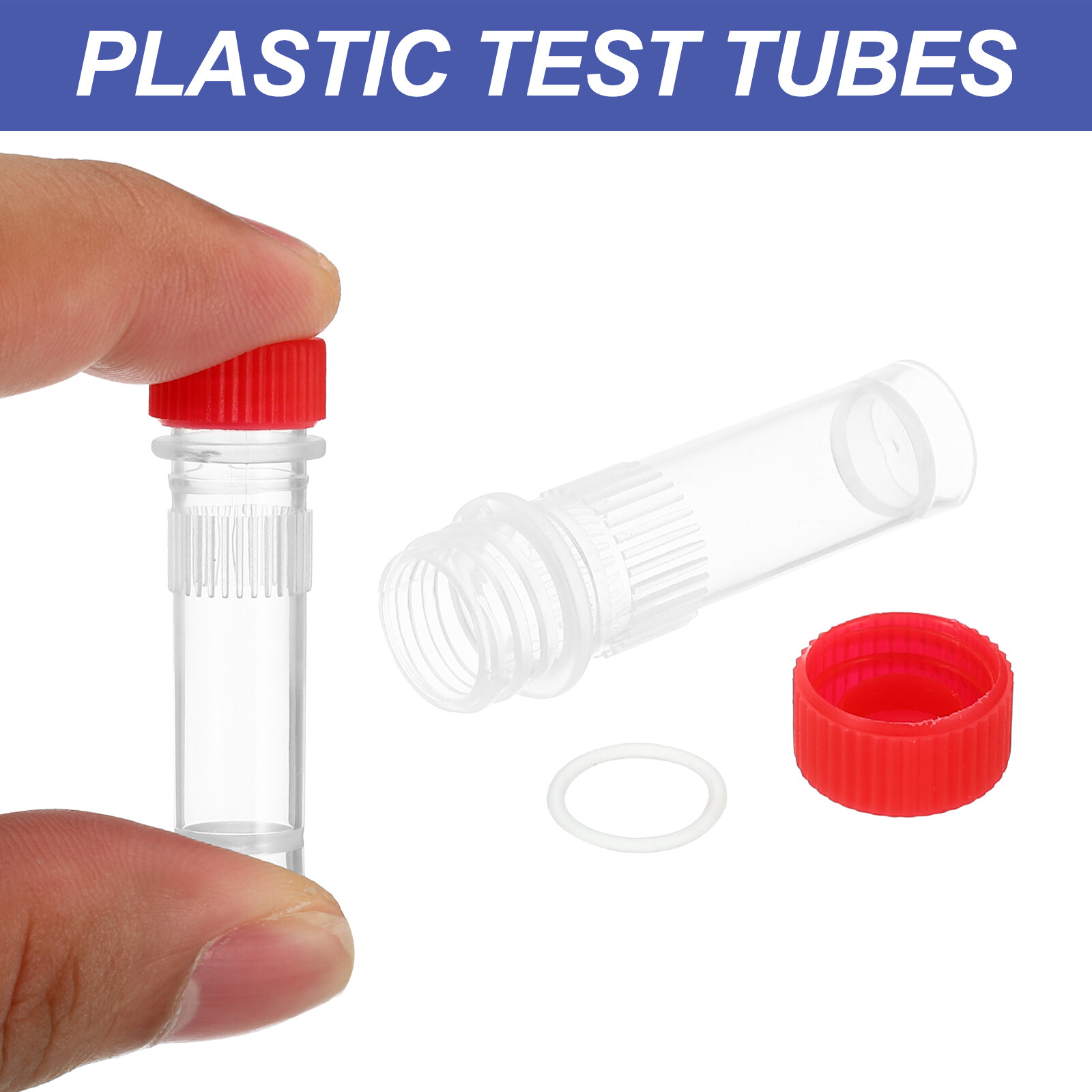 25Pcs 1ml Plastic Cryogenic Vial Self Standing Cryogenic Test Tube Red Cap