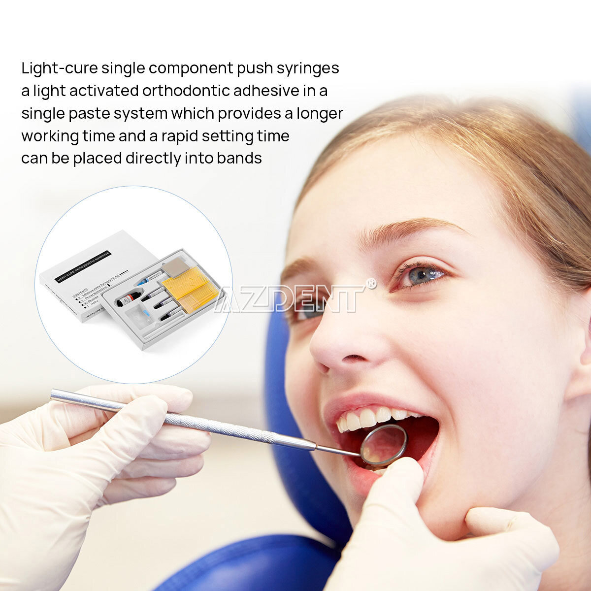 Sistema de unión adhesiva de resina de ortodoncia dental para brackets brace USA