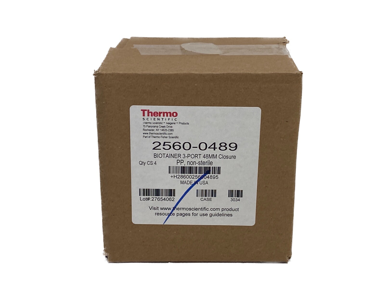 (4/Cs) THERMO Nalgene PP 48mm 3-Port Screw Cap Closure for Biotainer Carboy 2560