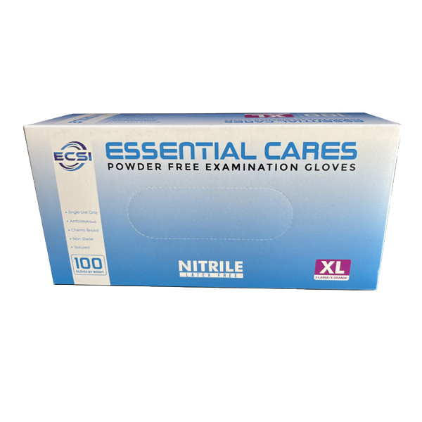 Nitrile Examination Gloves Powder-Free, 100/Bx, 3.5mil, 1/4/10 boxes, ECS