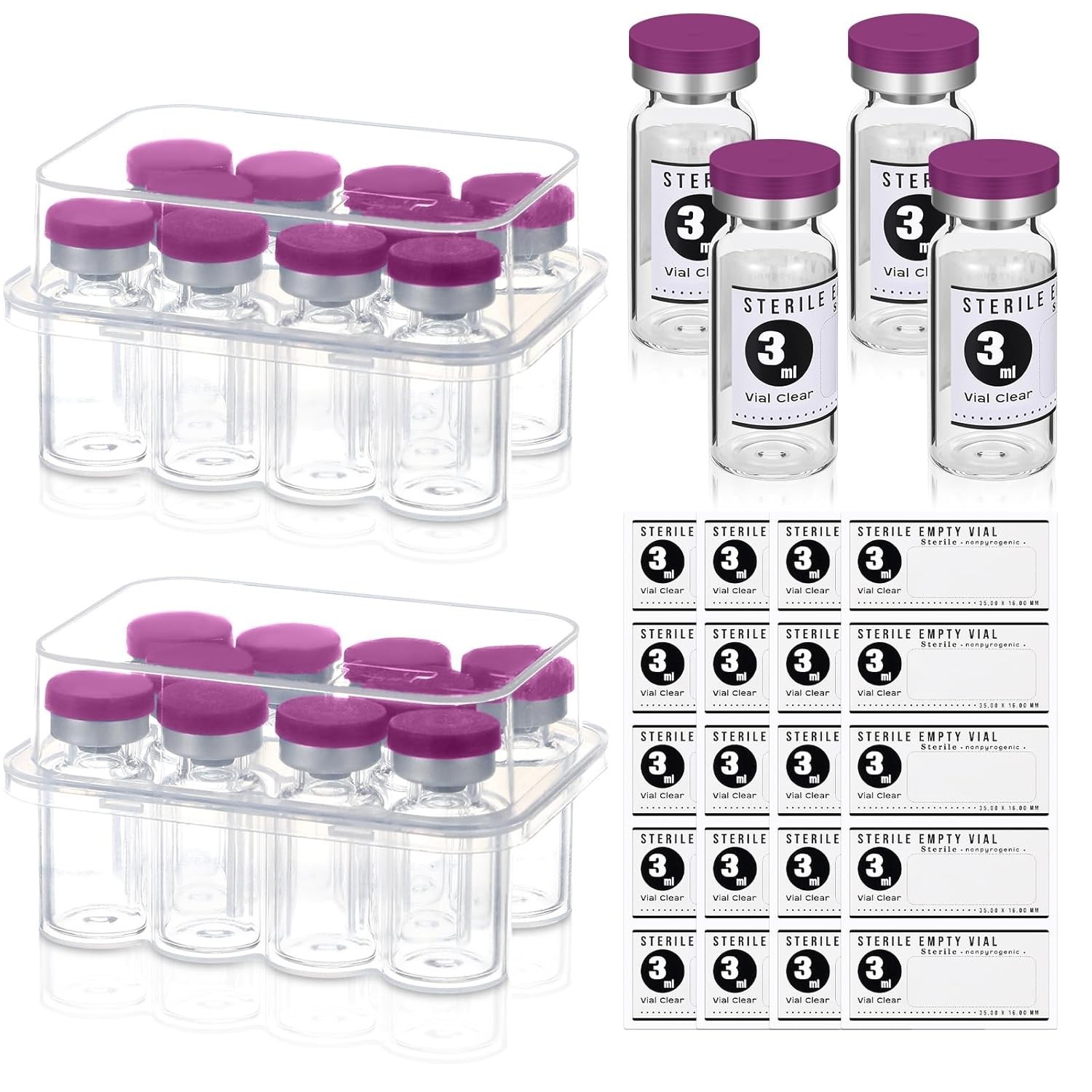 20 Pcs 3Ml Sealed Sterile Empty Vials with Self Healing Injection Port Glass Pen