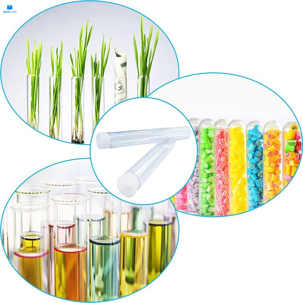 50Pcs 10ml Clear Plastic Test Tubes with 50 pcs test tubes 1 rack