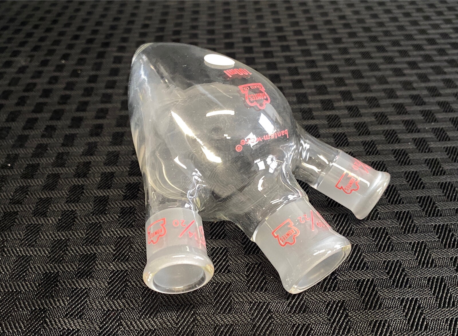 Kontes Glass 100mL Pear Shaped 3-Neck Heavy Wall Distilling Flask 19/22, 14/20