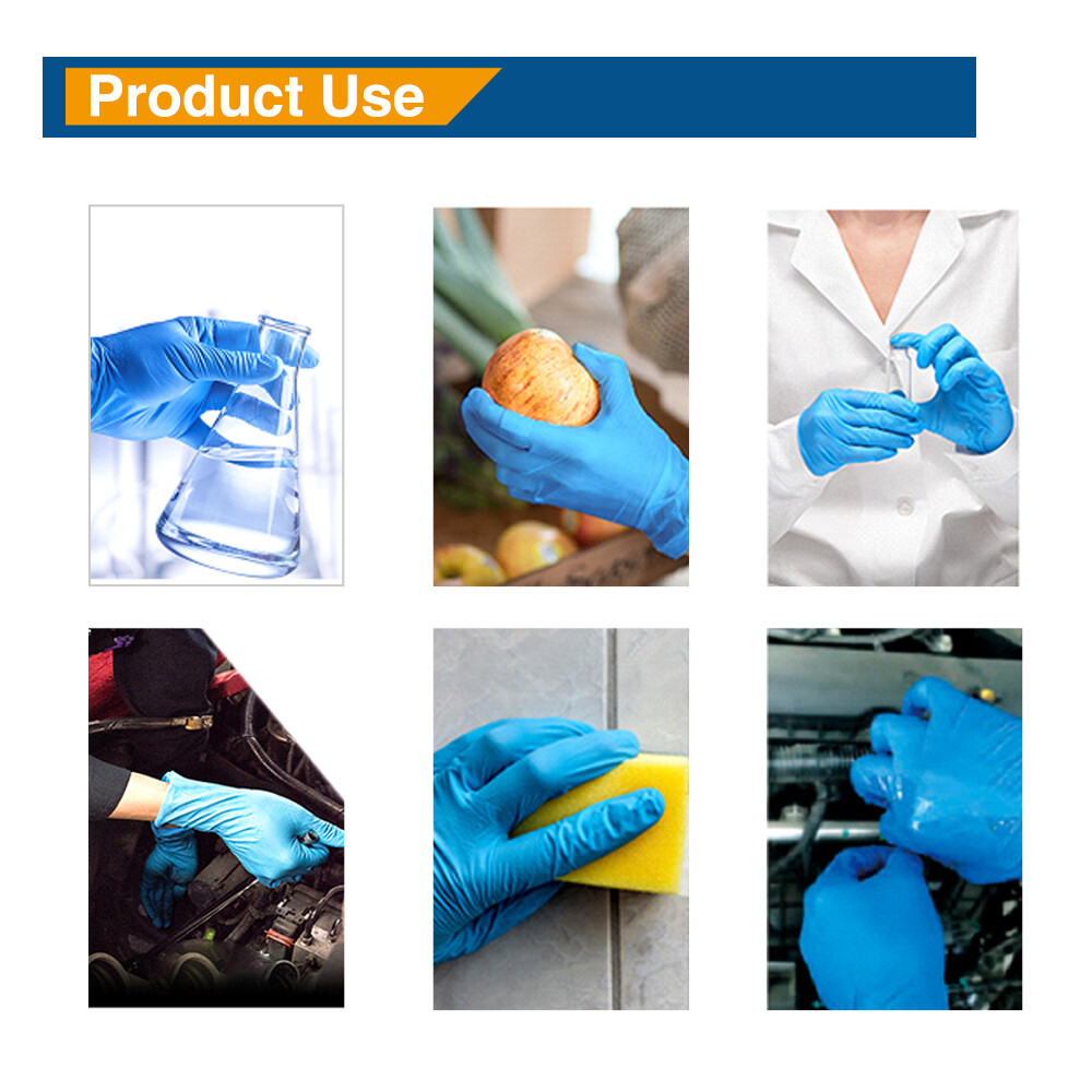 1000pcs Non-Latex Nitrile Exam Gloves Powder Latex Free 4 mil Rubber Clean M/L