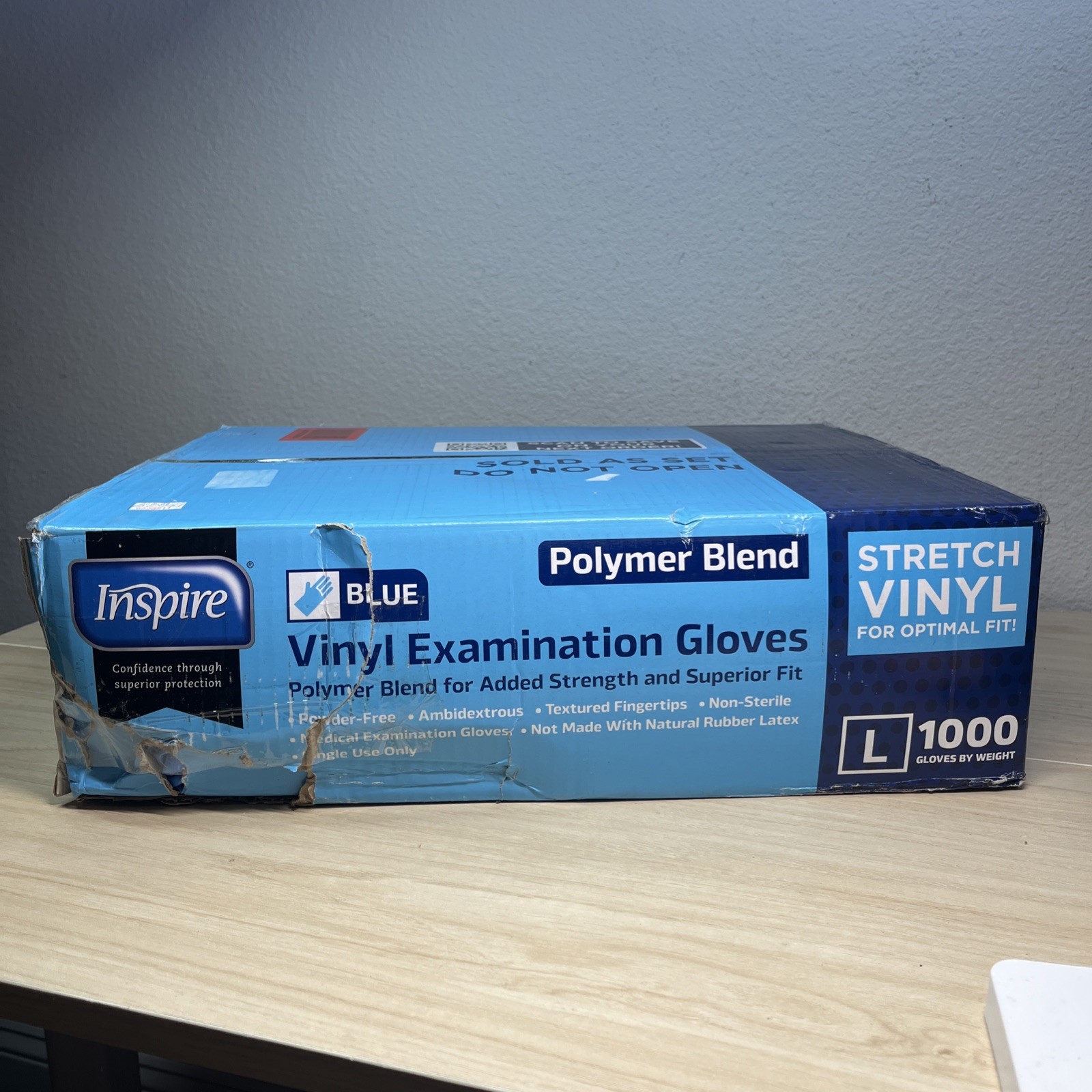 Nitrile-Vinyl Blend Gloves Disposable Latex Free Multipurpose Blue Large-1000