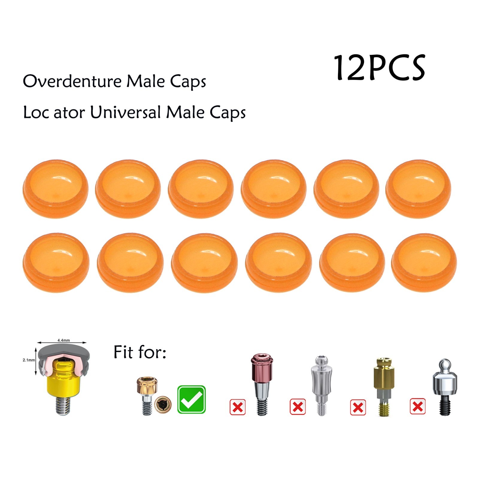 US Dental Overdenture Abutment Retention Cap Zest Locator male processing Insert