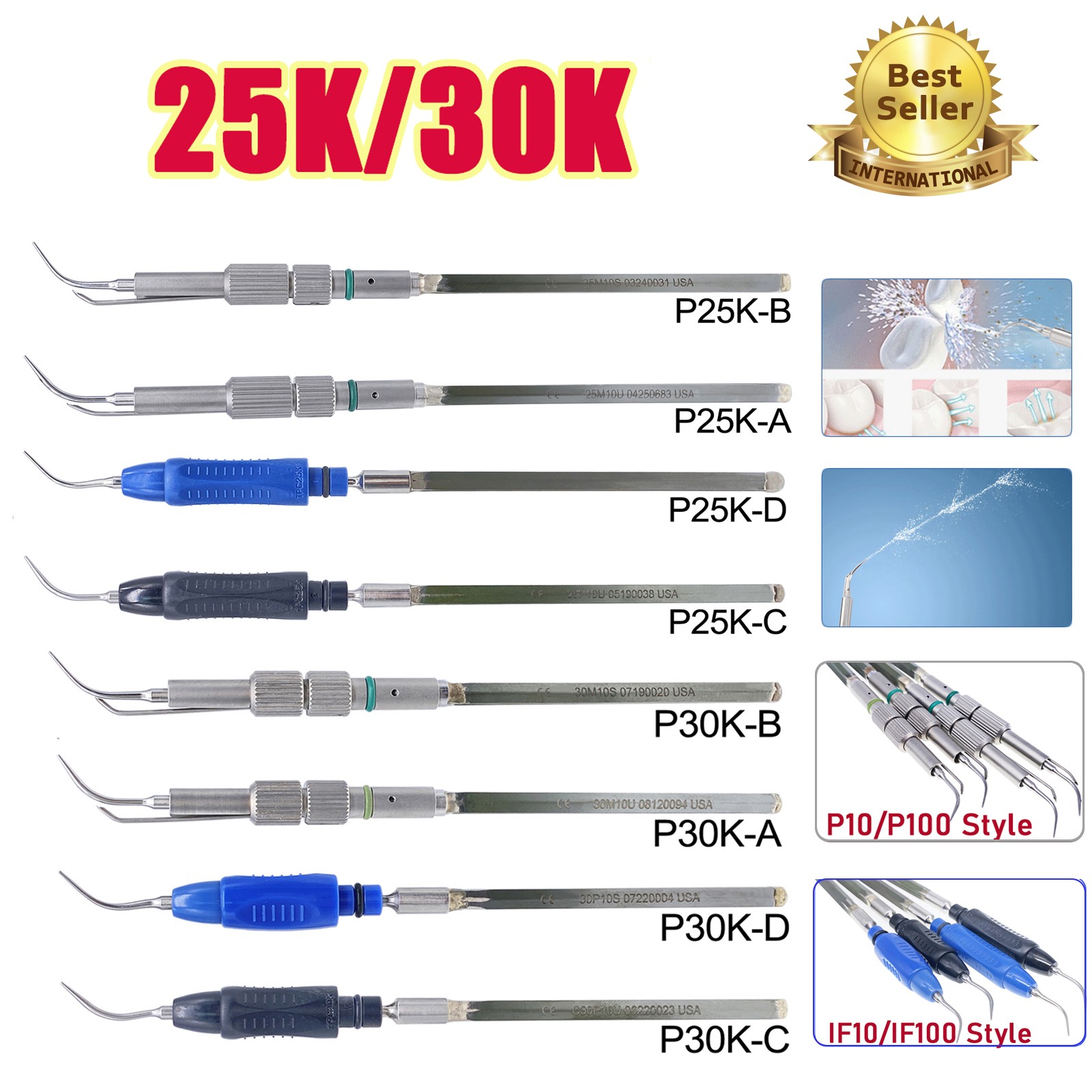 DMXDENT Cavitron Dental Inserts Tips 25k/30k Ultrasonic Slim Series Fit EMS/ART