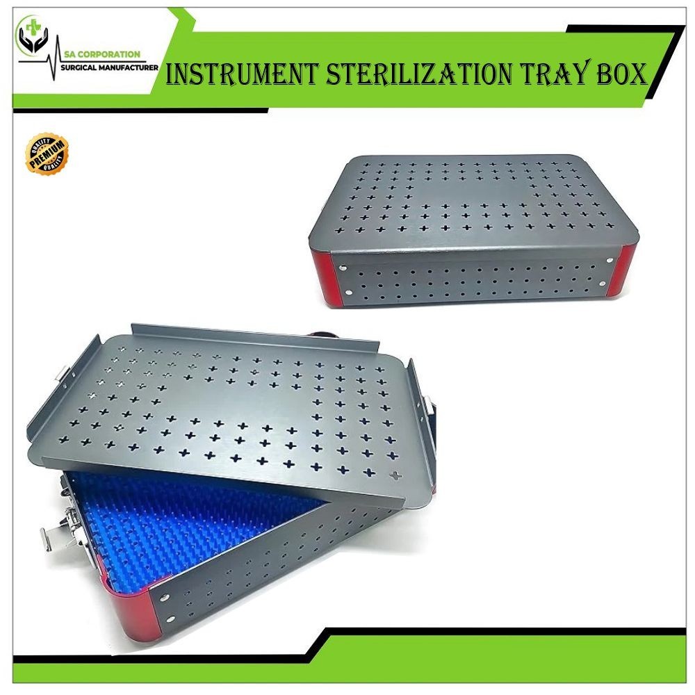 Instrument Sterilization Tray Box With Silicone Mat 300mm*195mm*65mm